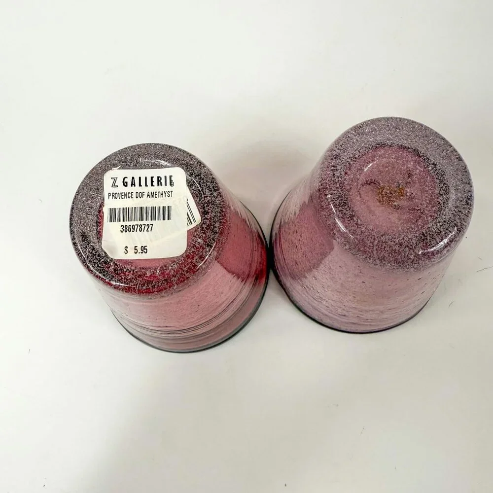 Z Gallerie Amici Provence Purple Amethyst Art Glass Air Bubble Glasses Set Of 2